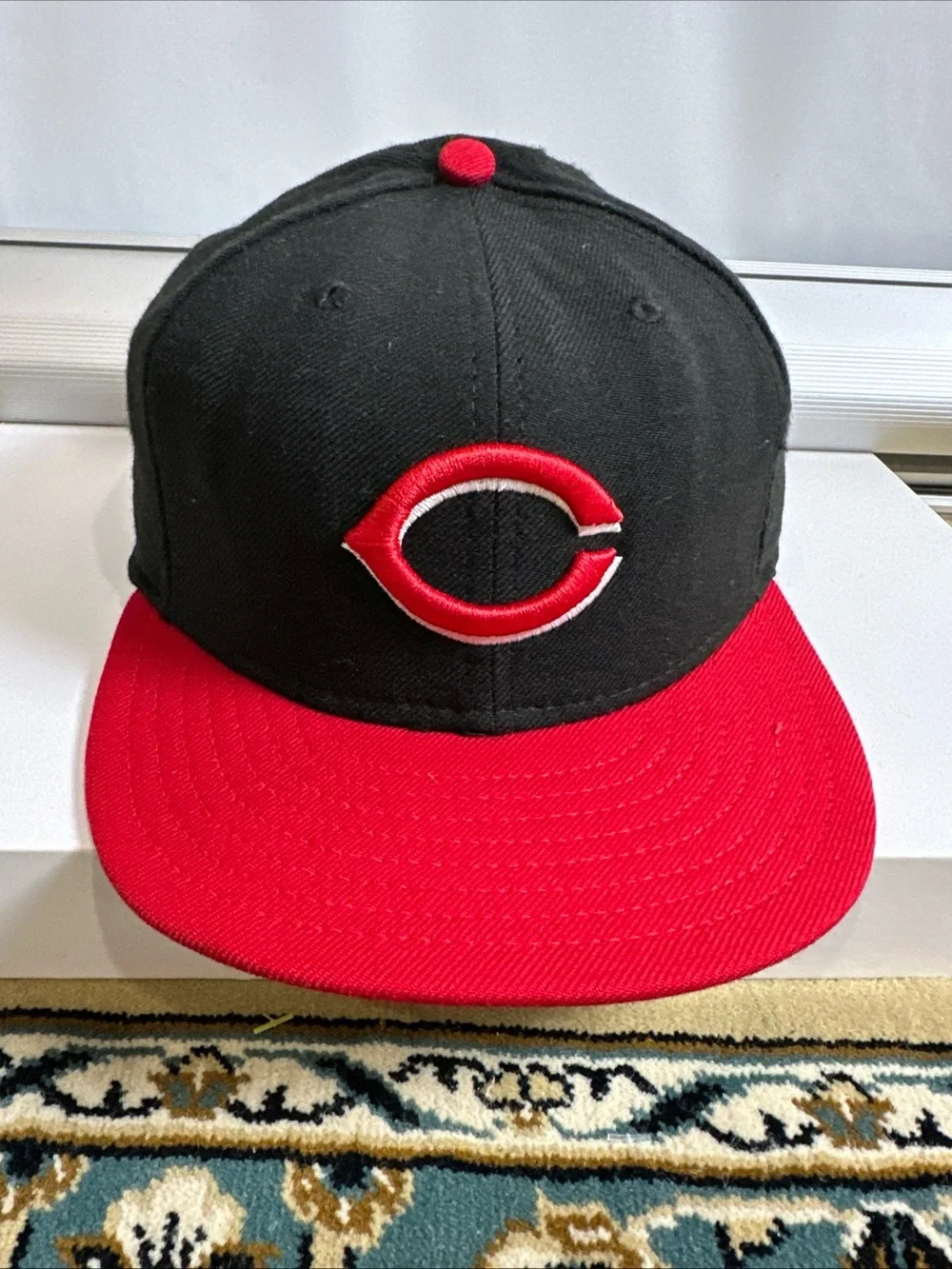 New Era Vintage 100 Wool Black and Red Cincinnati Reds  C Logo Snapback